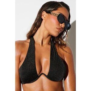 Curb Chain Square Frame Sunglasses Black‎